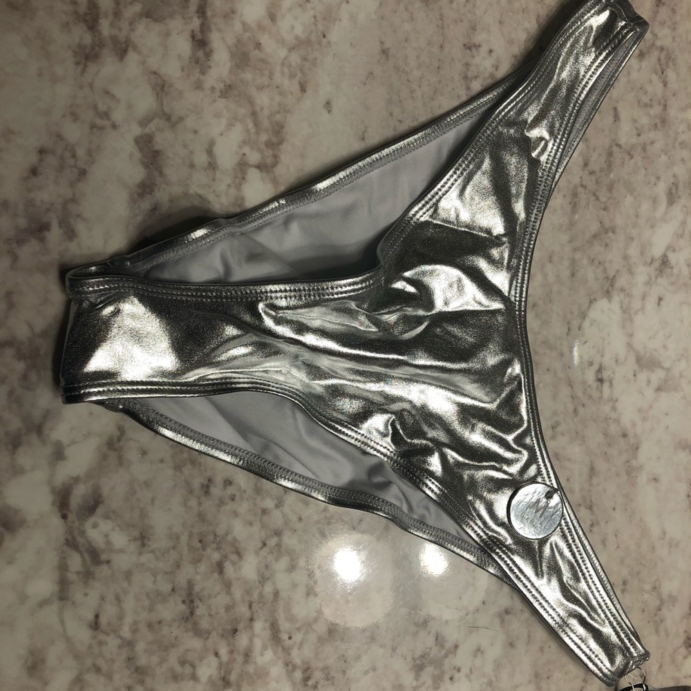 Silver holographic high waisted bikini